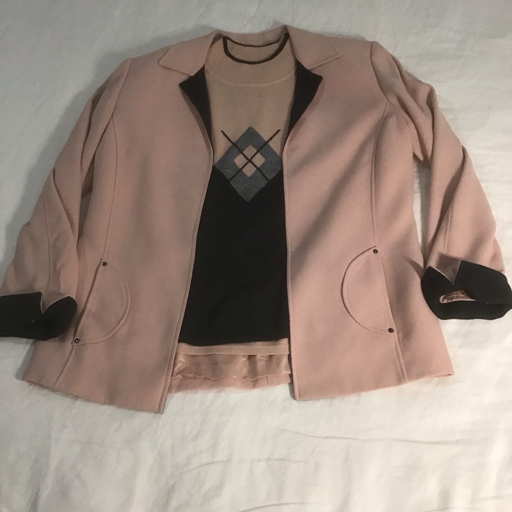 TAHARI Arthur S Levine Shell Pink Blazer & Coordinating Sweater, Size 12